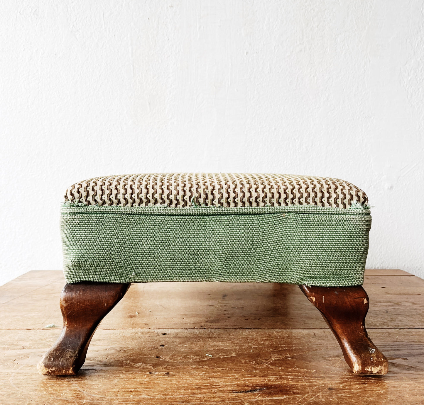 Vintage 1920s Upholstered Footstool