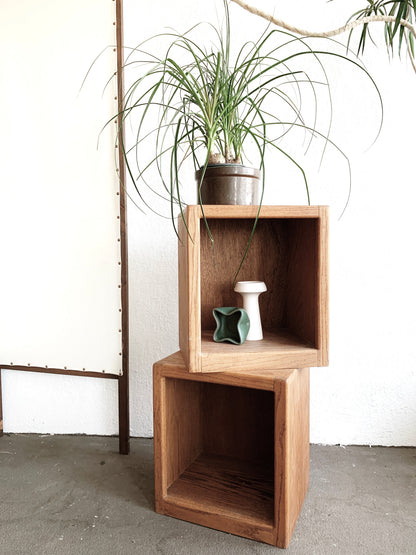 Vintage Oak Cube Table
