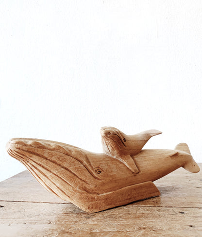 Carved Wood Whale ad Baby