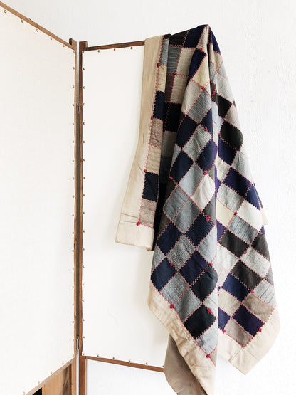 Antique Silk and Wool Patchwork Quilt