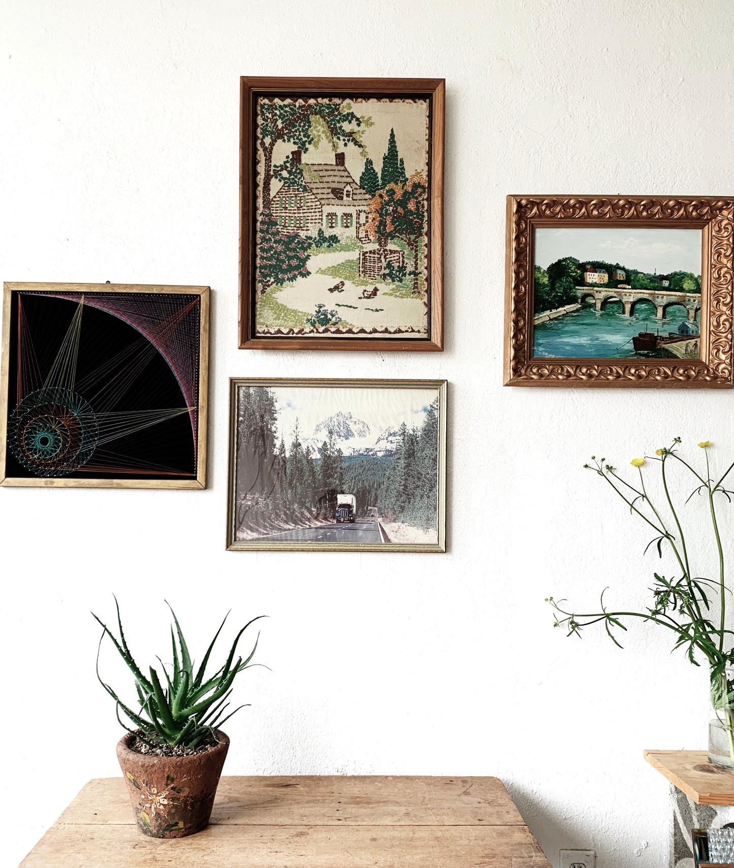 Vintage Original Framed String Art