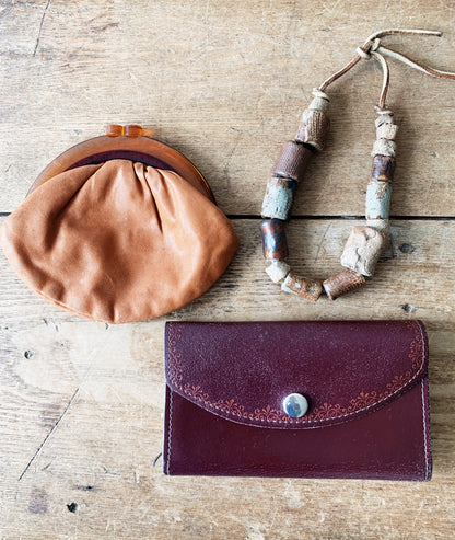 Vintage Leather Coin Purse with Lucite