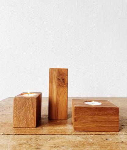 Modern Wood Block Candleholders