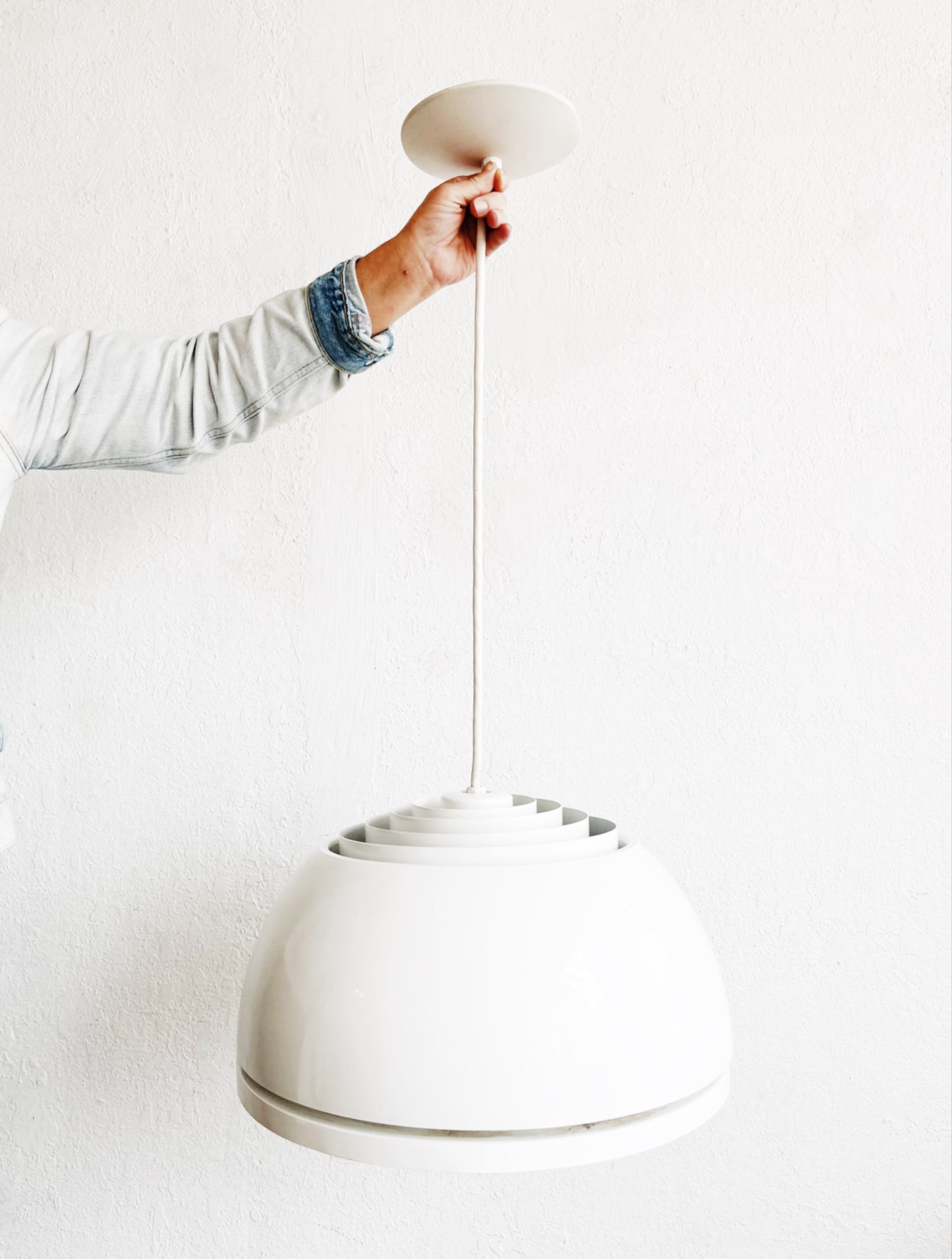 Vintage Louvered Lightolier Dome Pendant Lamp