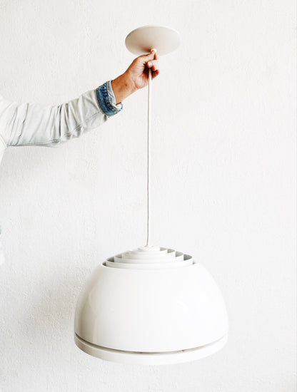 Vintage Louvered Lightolier Dome Pendant Lamp