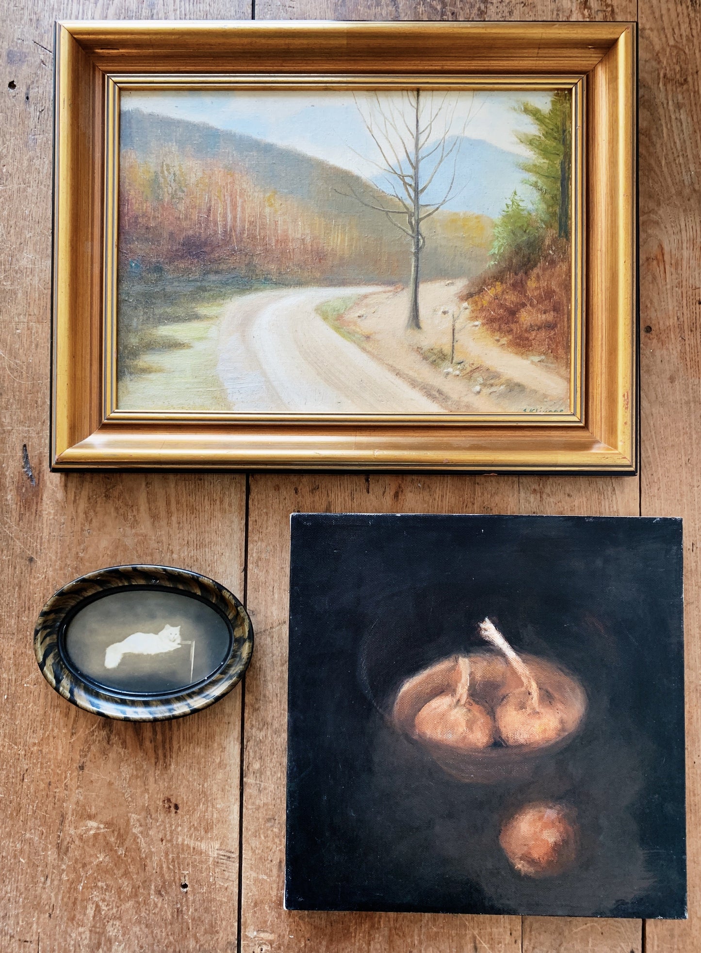 Antique Framed Feline Portrait