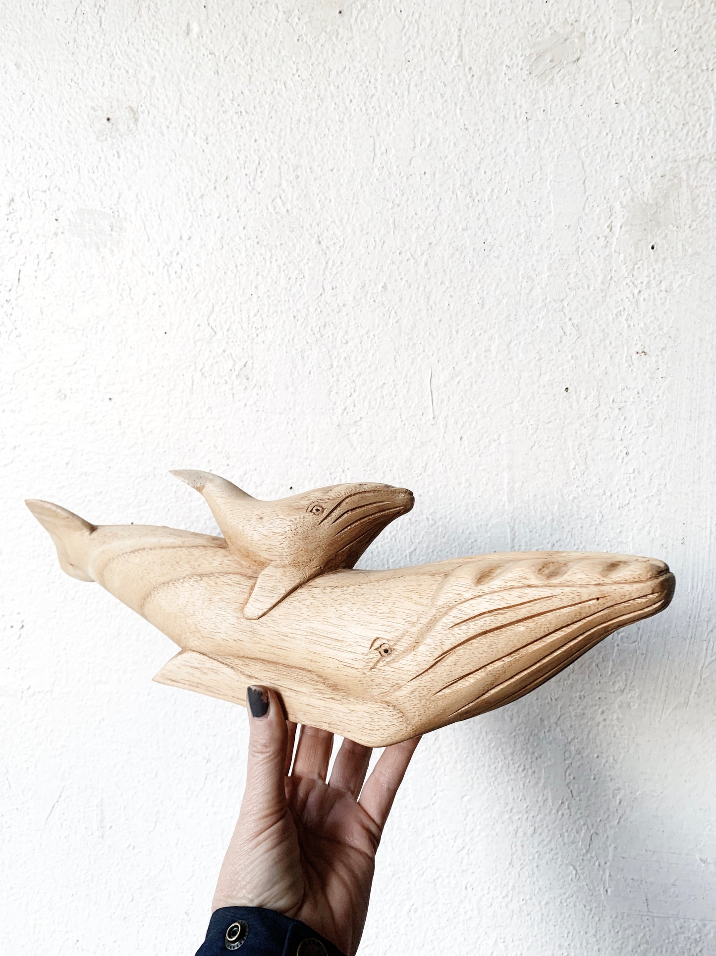 Carved Wood Whale ad Baby