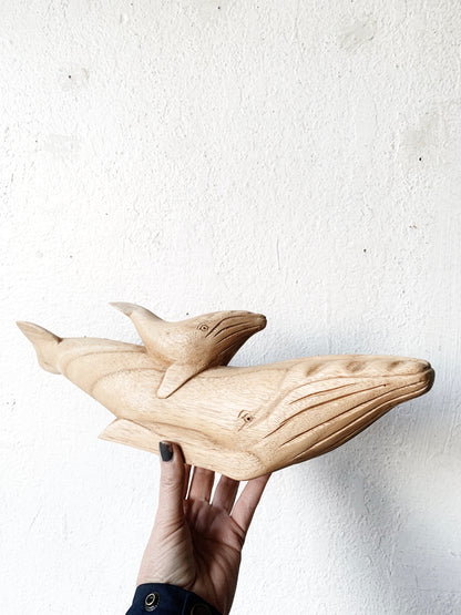 Carved Wood Whale ad Baby