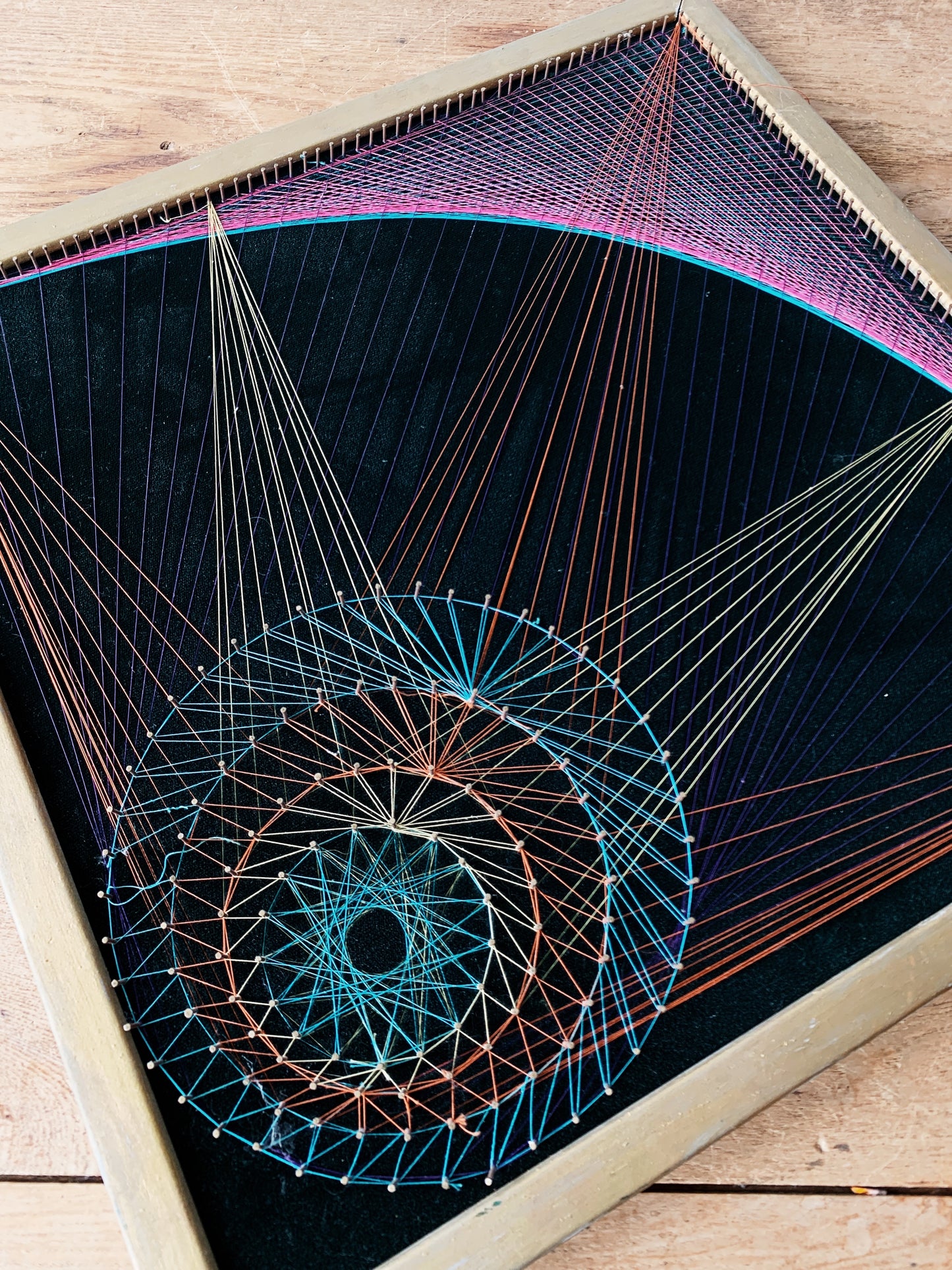 Vintage Original Framed String Art