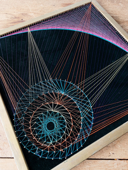 Vintage Original Framed String Art