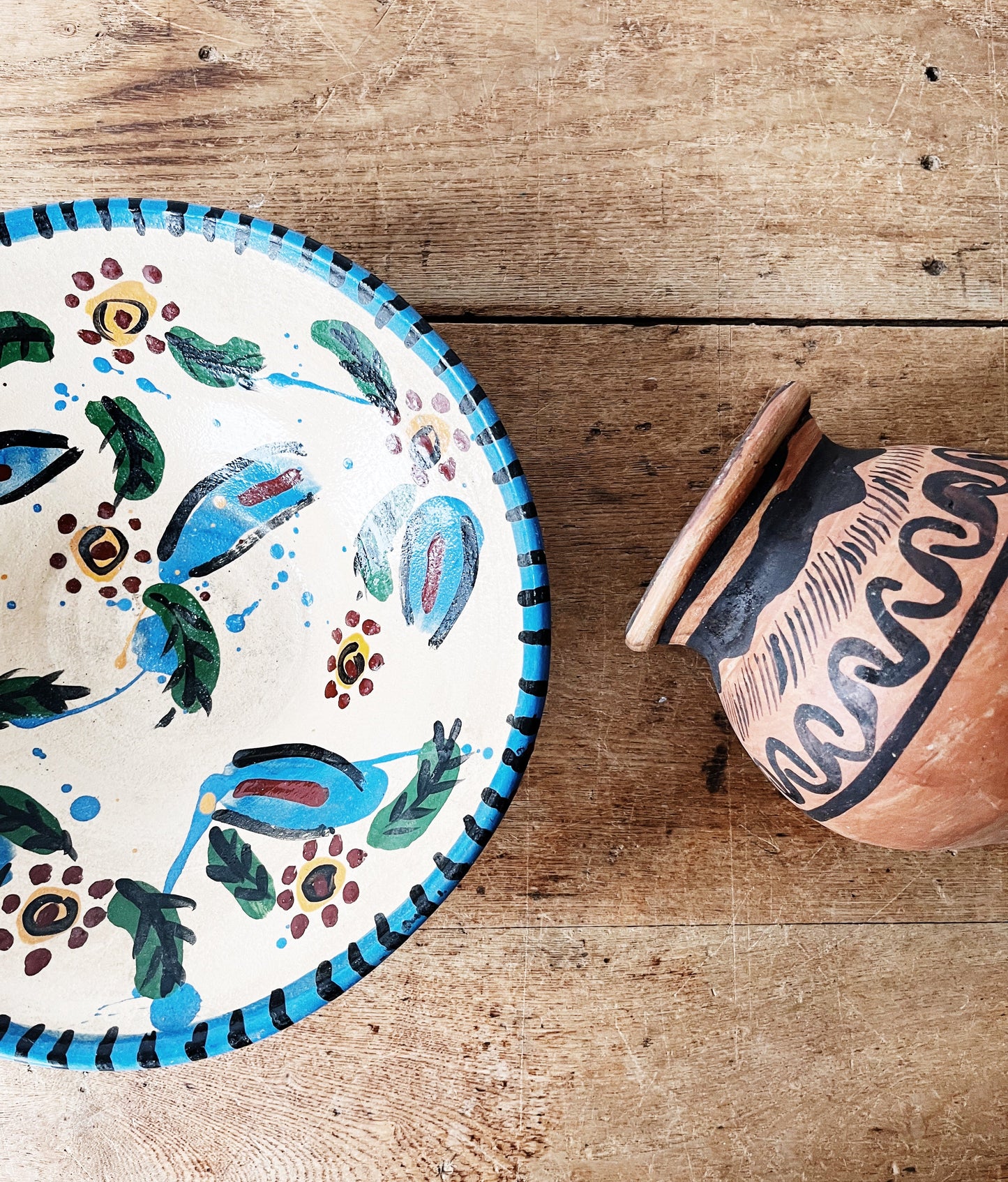 Vintage Painted Pottery Bowl