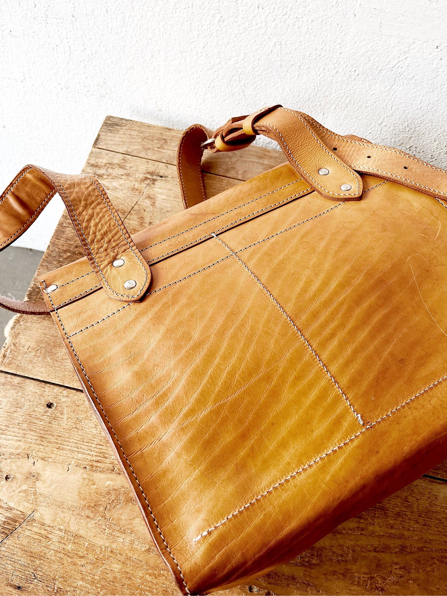 Vintage Handmade Leather Cross Body Satchel