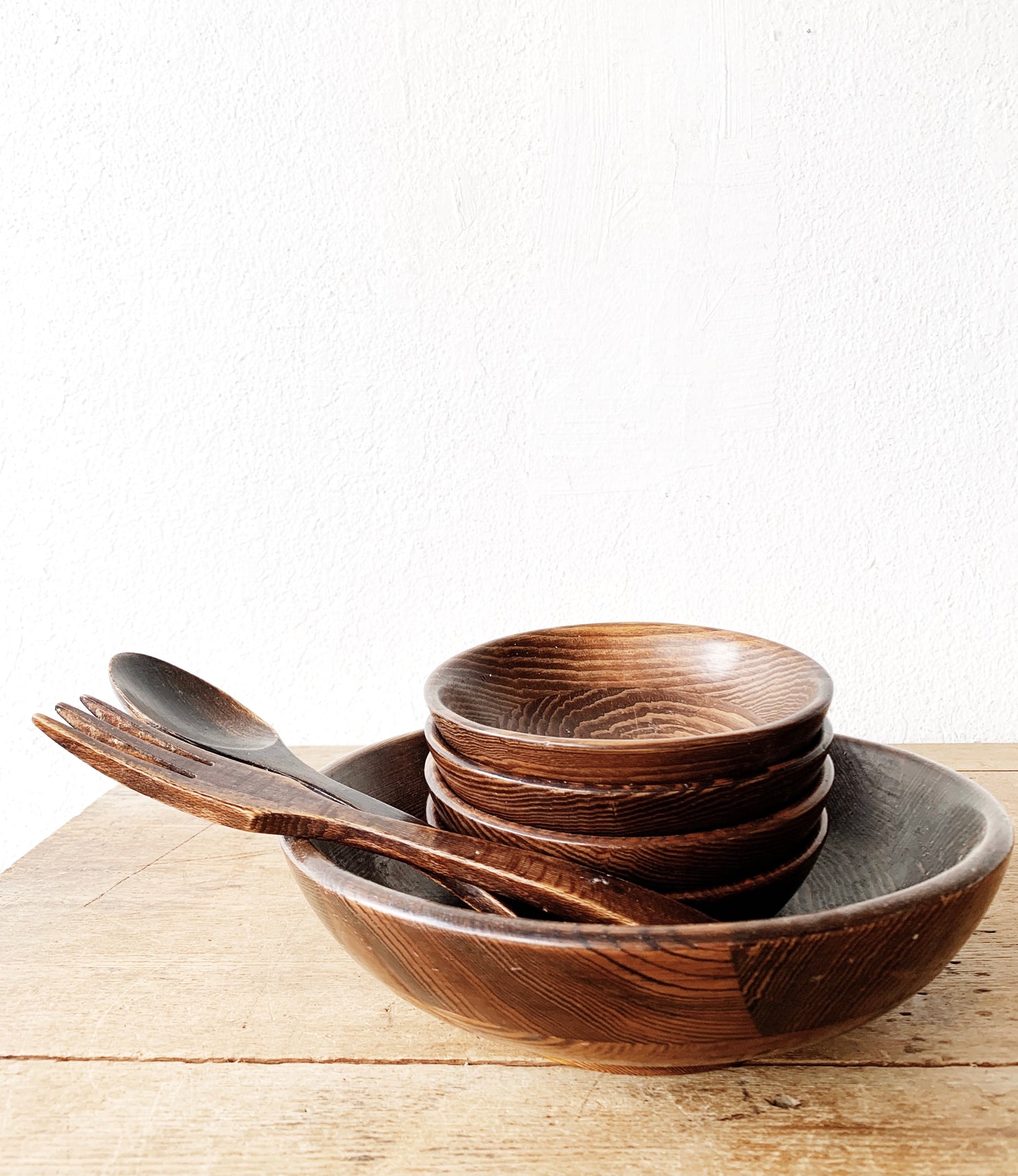Vintage Wood Salad Set