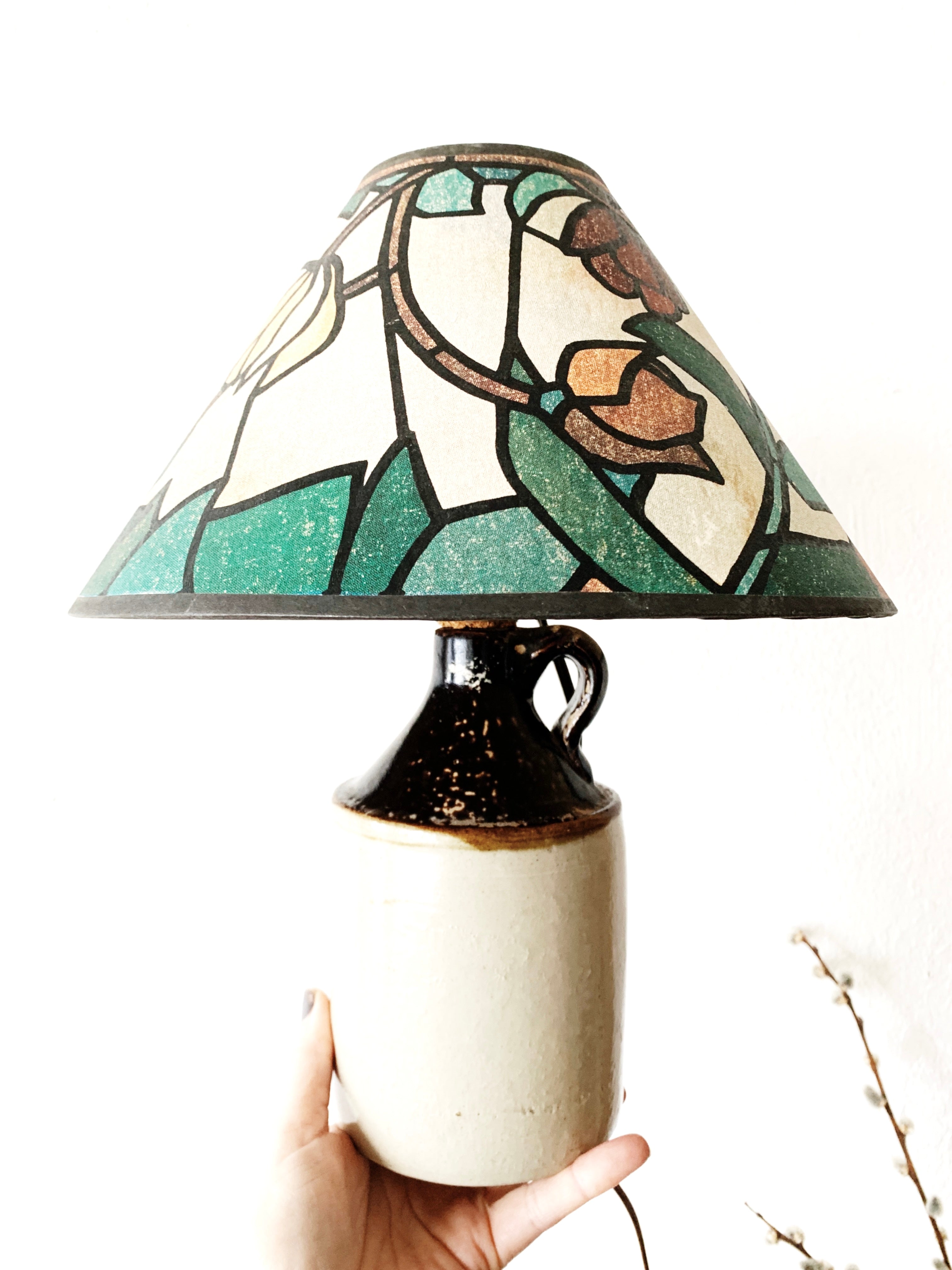 Antique Whiskey Jug Lamp with Shade - Thumbnail 4