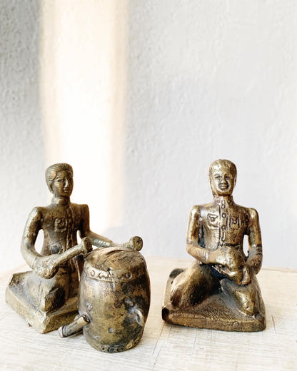Antique Brass Indonesian 13 Piece Gamelan Set