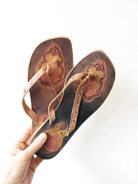 Embossed Leather Sandals