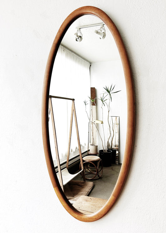 Large Natural Wood Framed Oblong Mirror