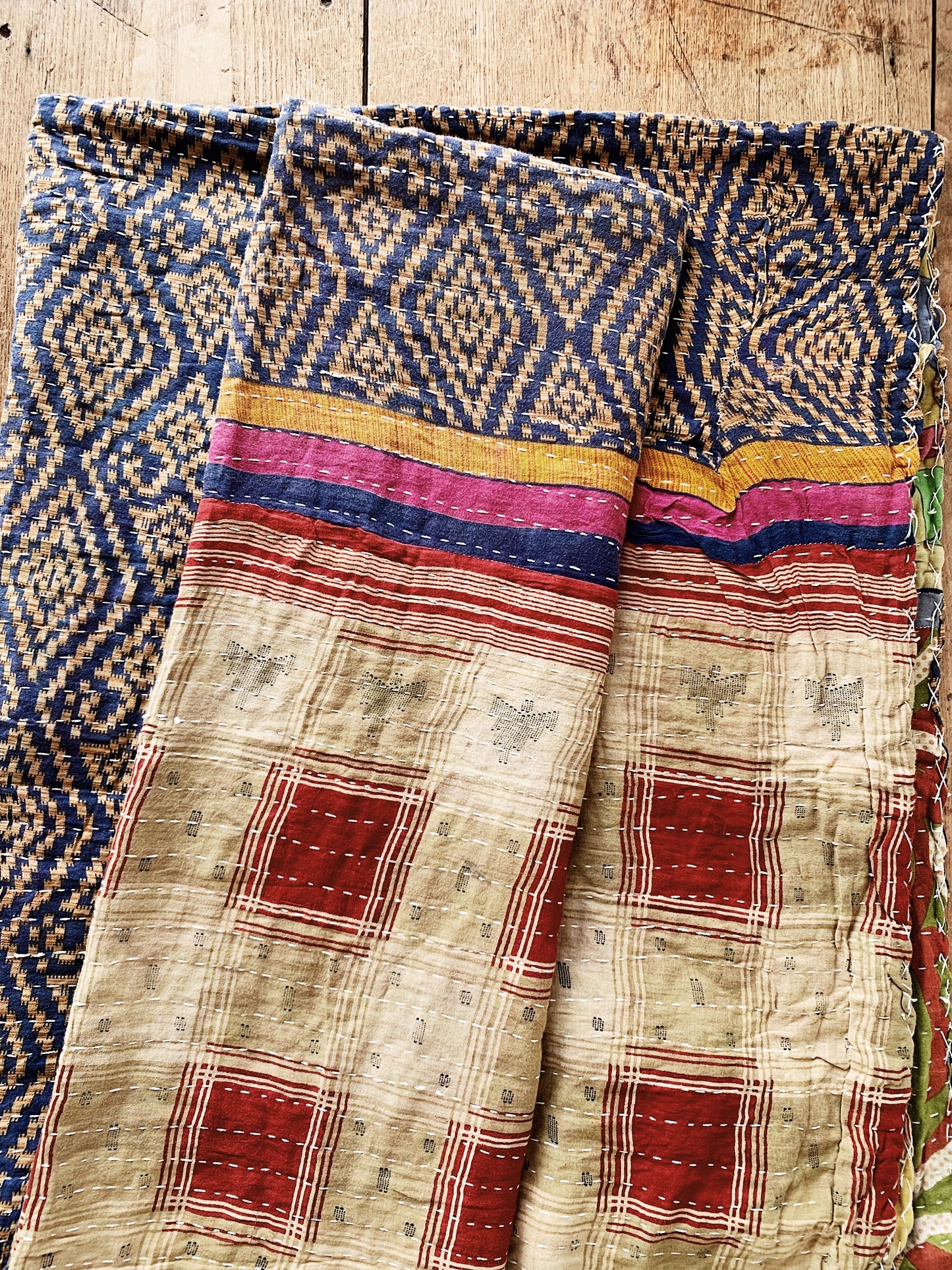 Vintage Cotton Kantha Quilt