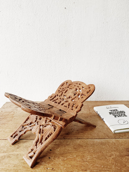 Large Vintage Carved Wood Bookstand