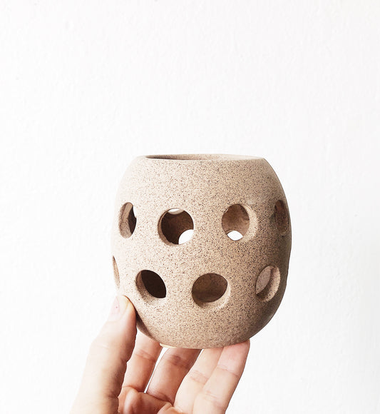 Vintage Blush Stoneware Luminary