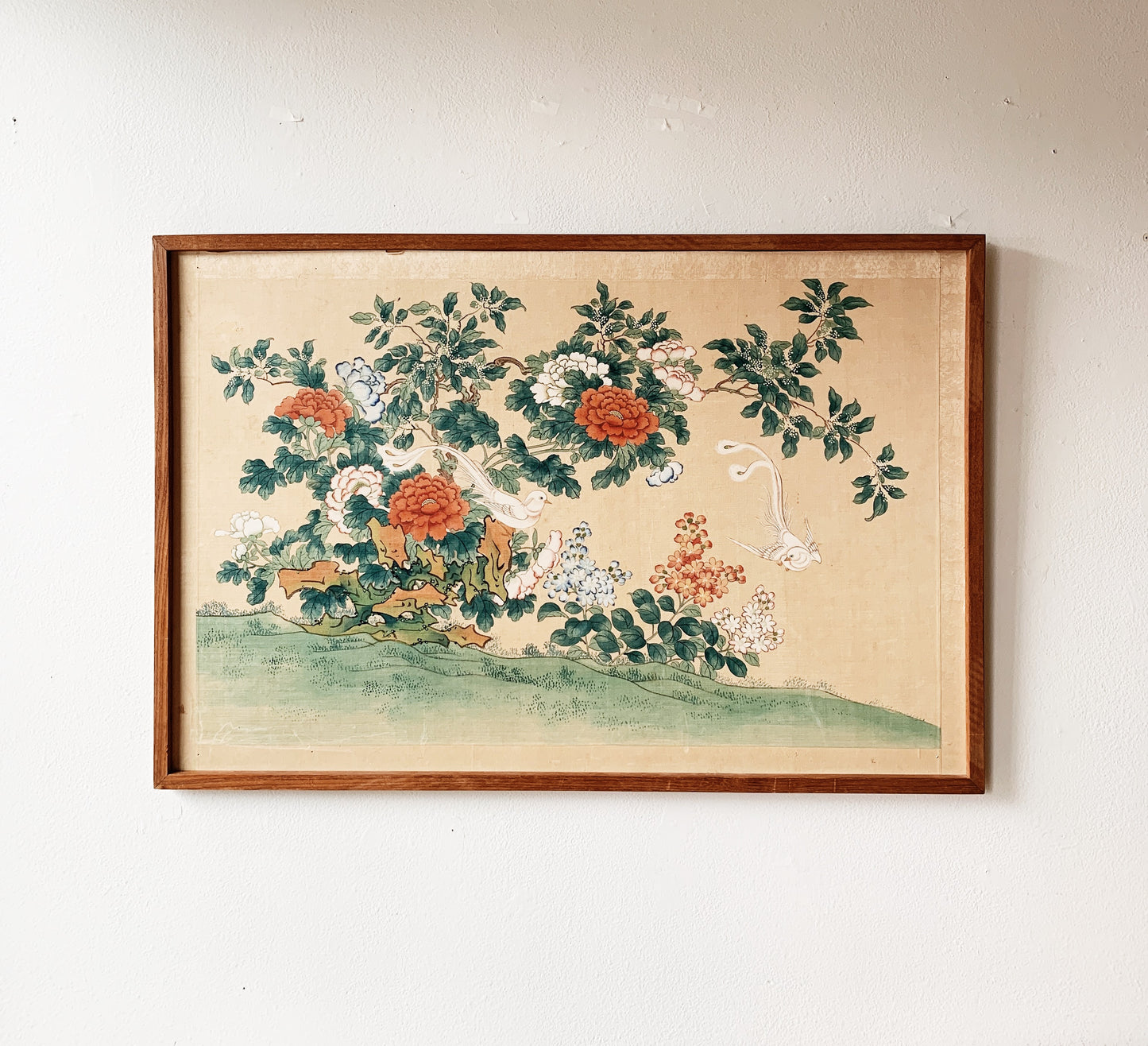 RESERVED Vintage Painted Silk Art