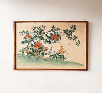 RESERVED Vintage Painted Silk Art