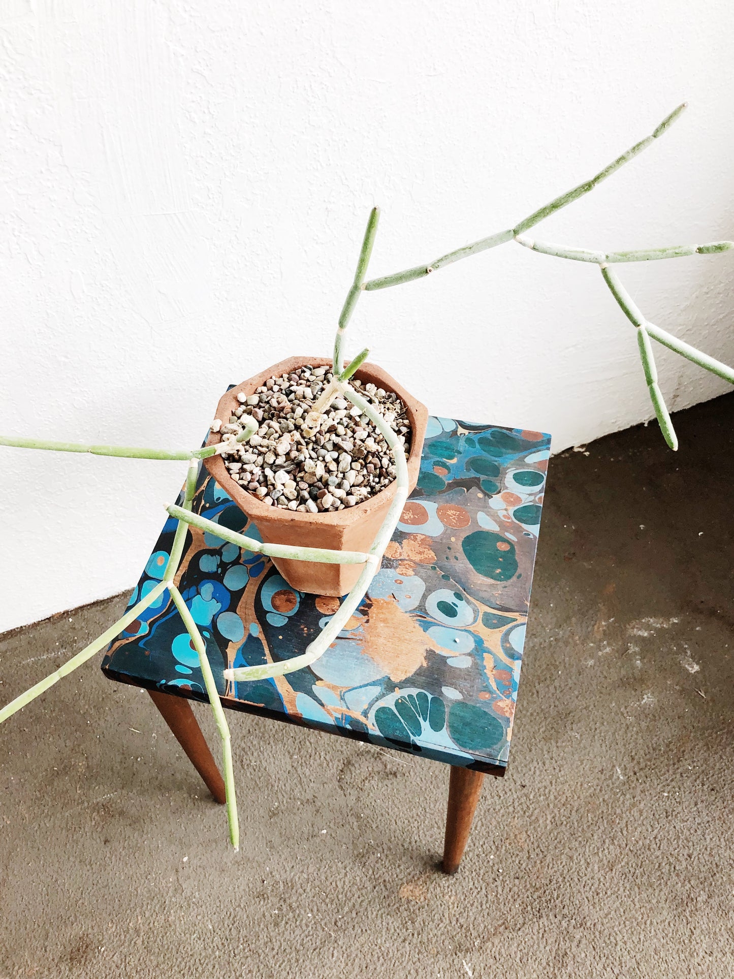 Marbleized MCM Table or Stand