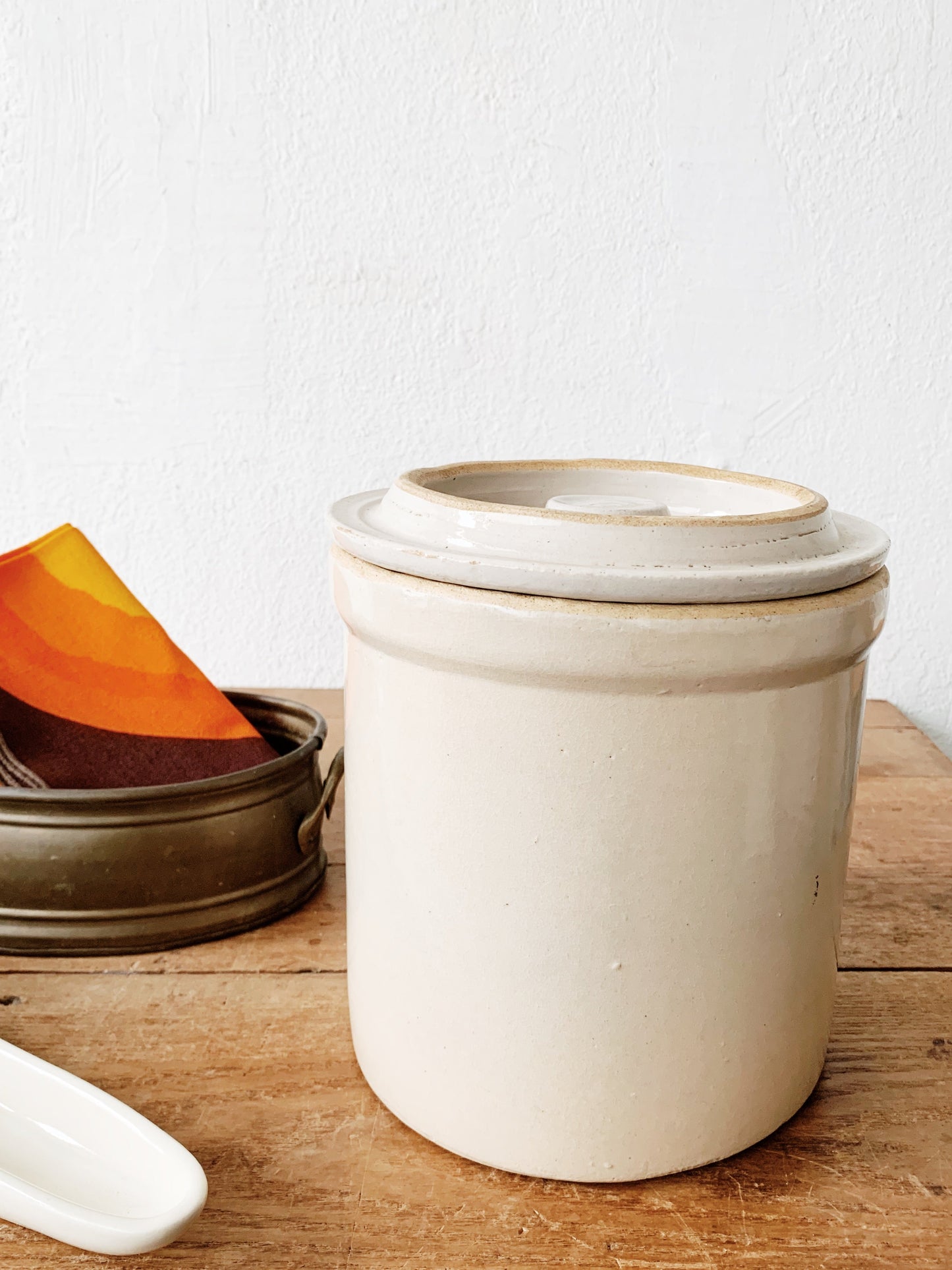 Antique Salt Glazed Fermenting Crock