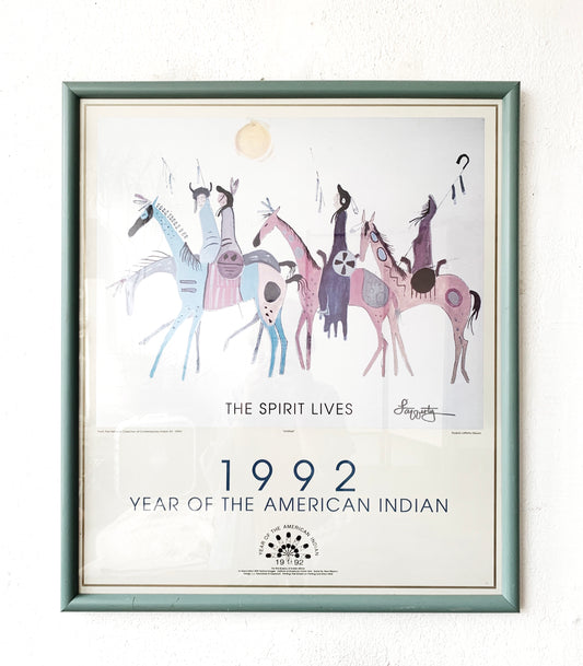Vintage Framed American Indian Art Poster