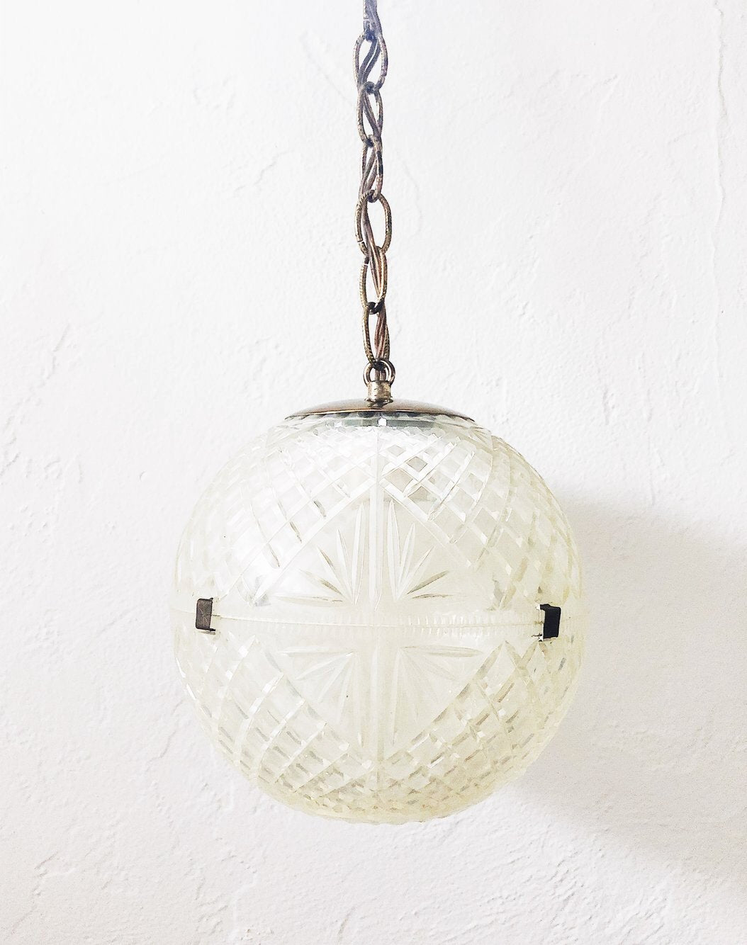 Vintage Cut Lucite Globe Pendant Lamp