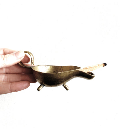 Vintage Mini Brass Footed Incense Burner