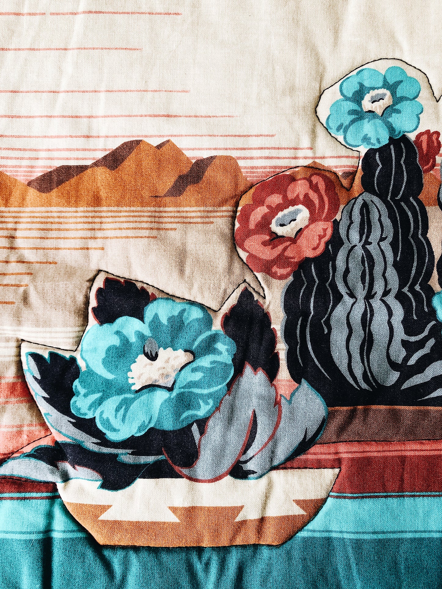 Vintage Quilted Cactus Textile