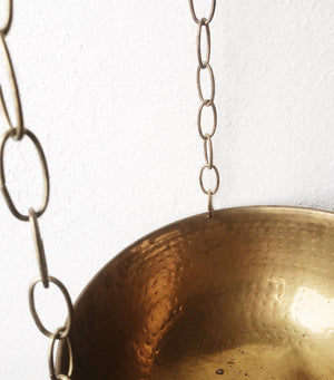 Long Vintage Brass Hanging Basket