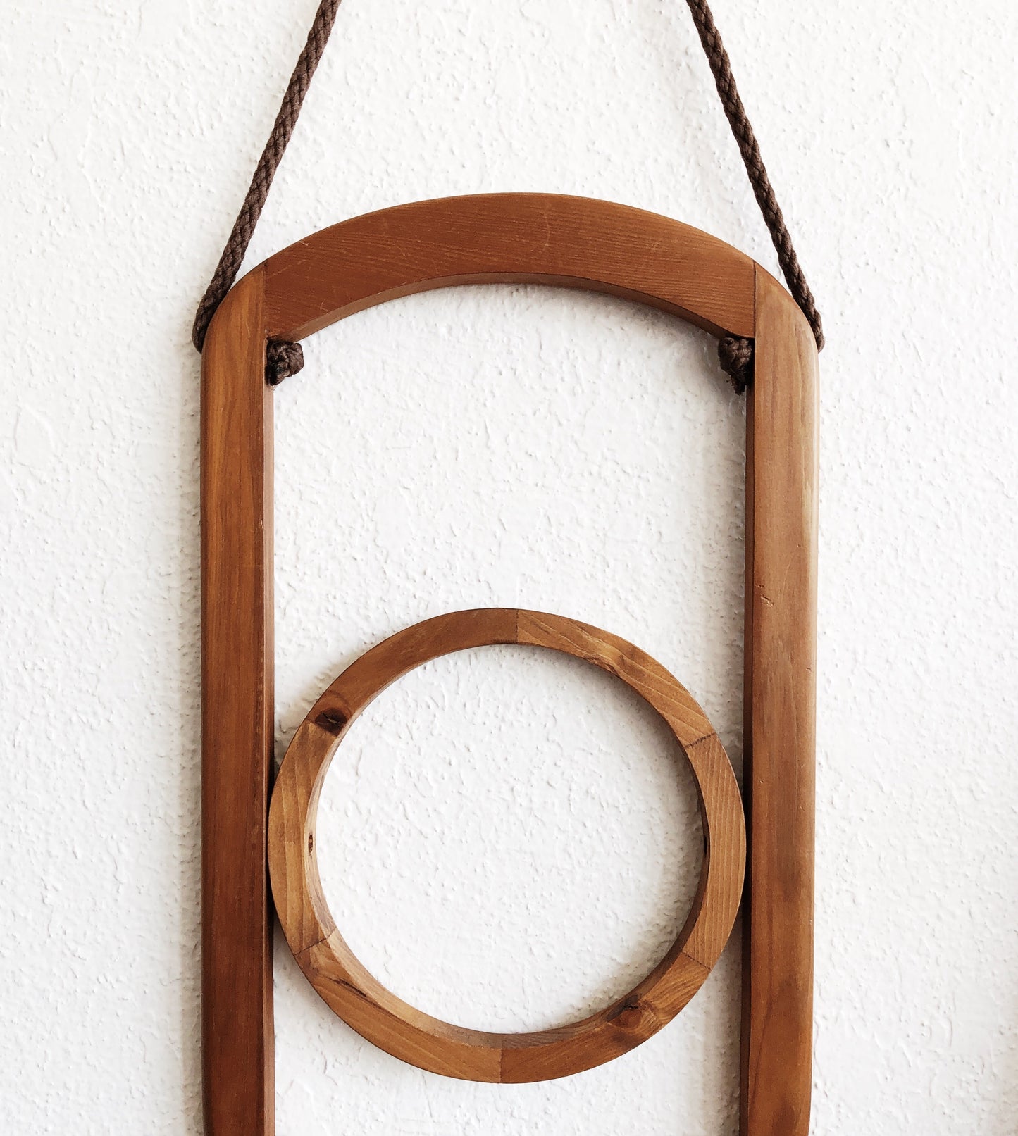 Vintage Mid Century Teak Plant Hanger with Pot