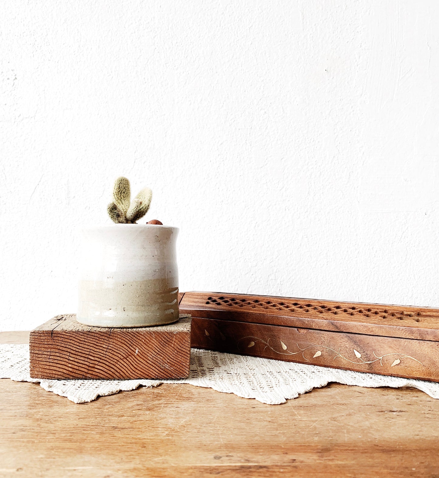 Vintage Wood Incense Burner/ Holder
