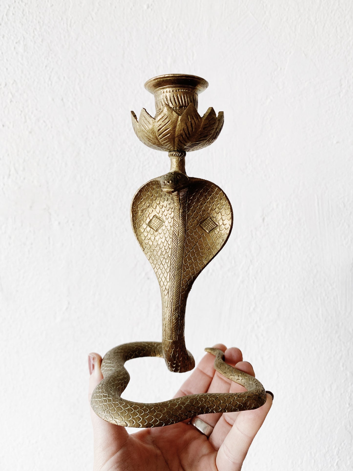 Vintage Brass Cobra Candle Holder