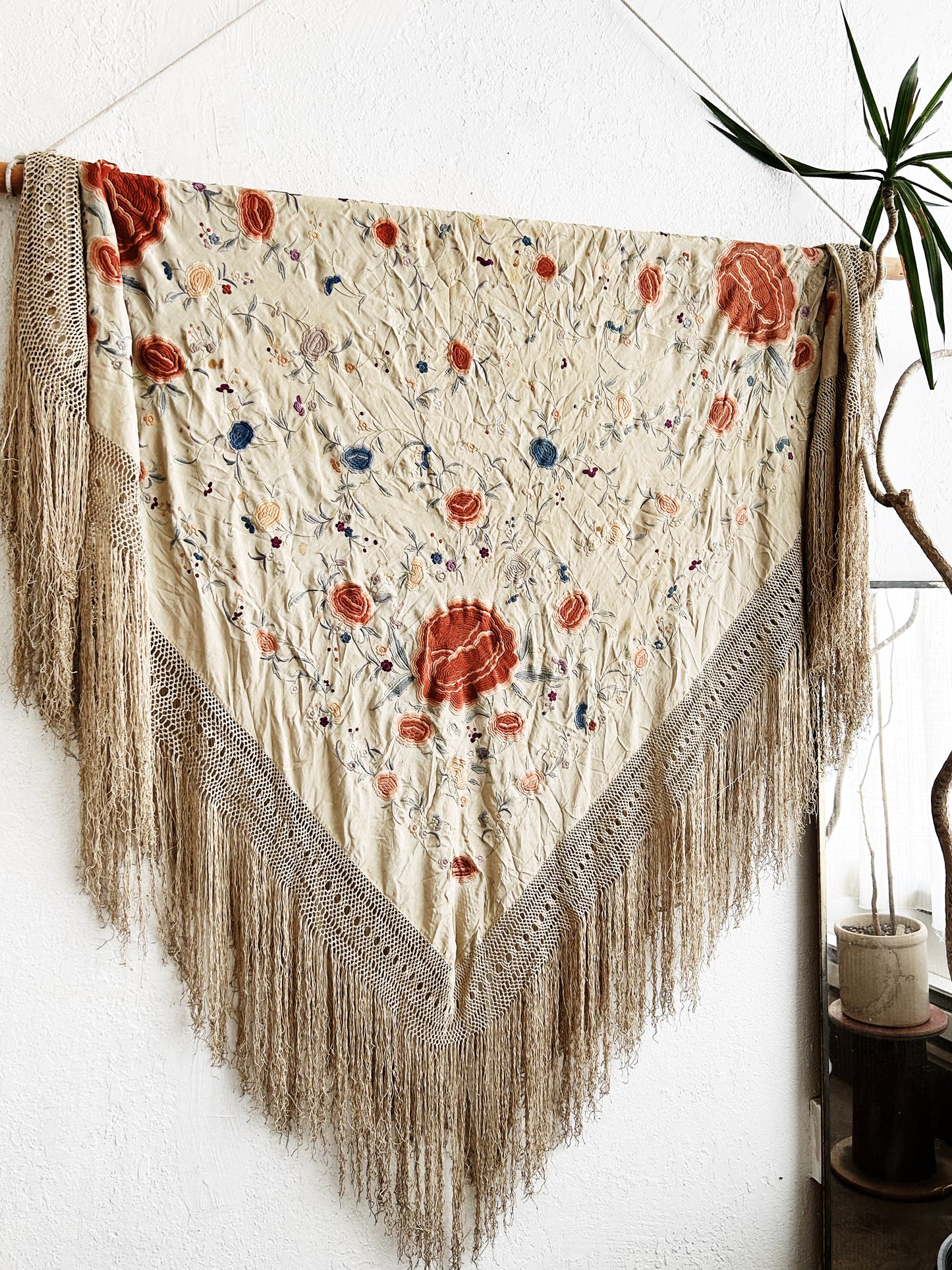 Antique Embroidered Silk Textile