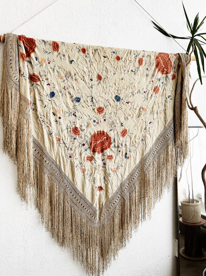 Antique Embroidered Silk Textile