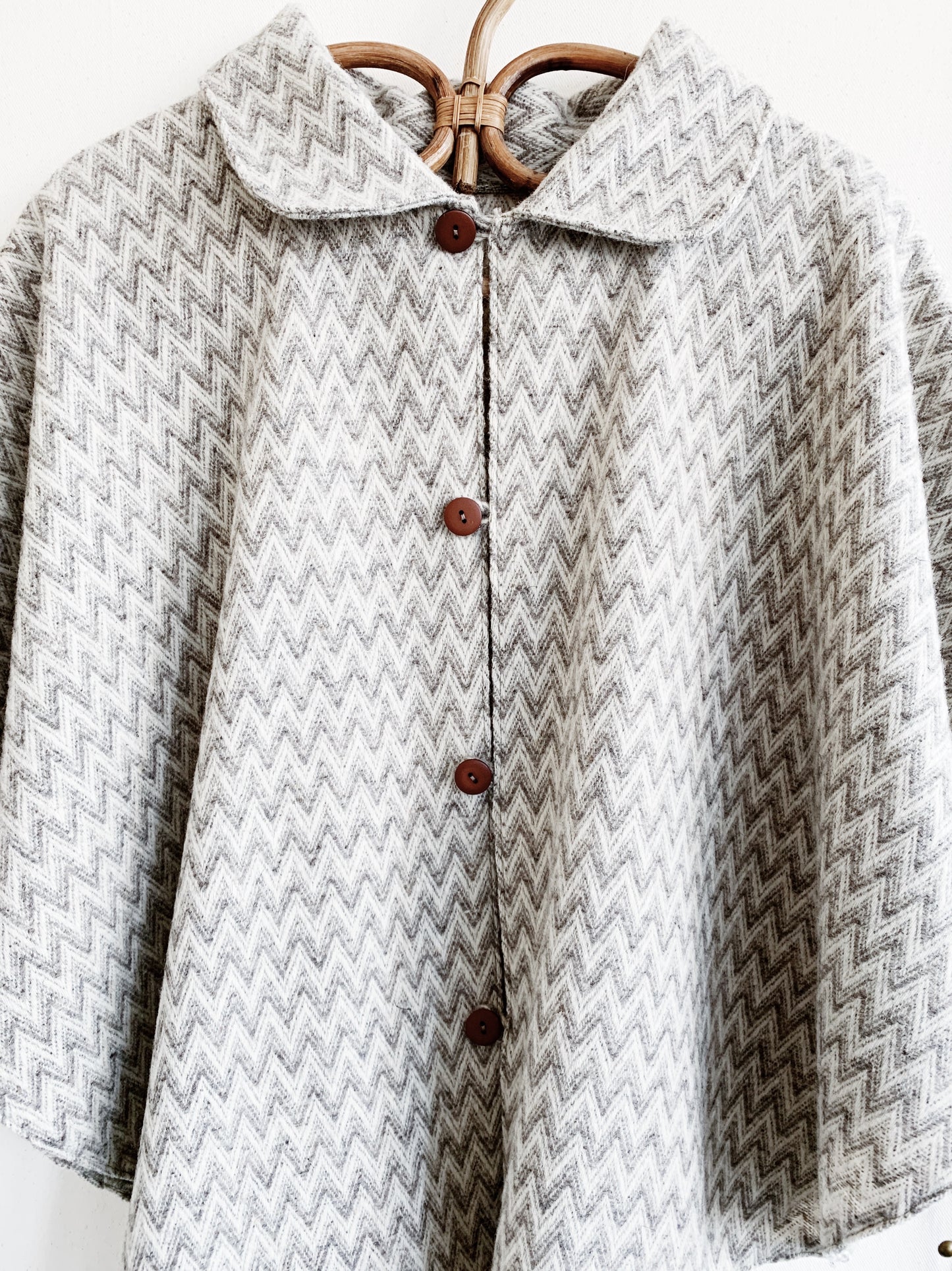 Vintage Chevron Wool Poncho