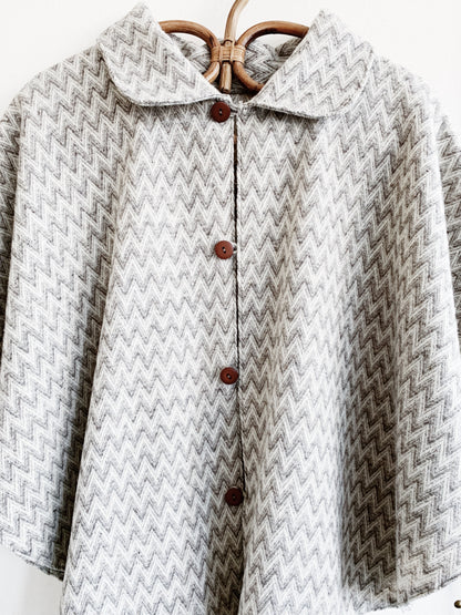 Vintage Chevron Wool Poncho
