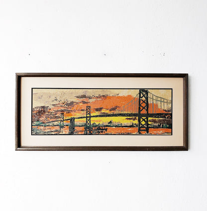 Vintage Bay Bridge Serigraph