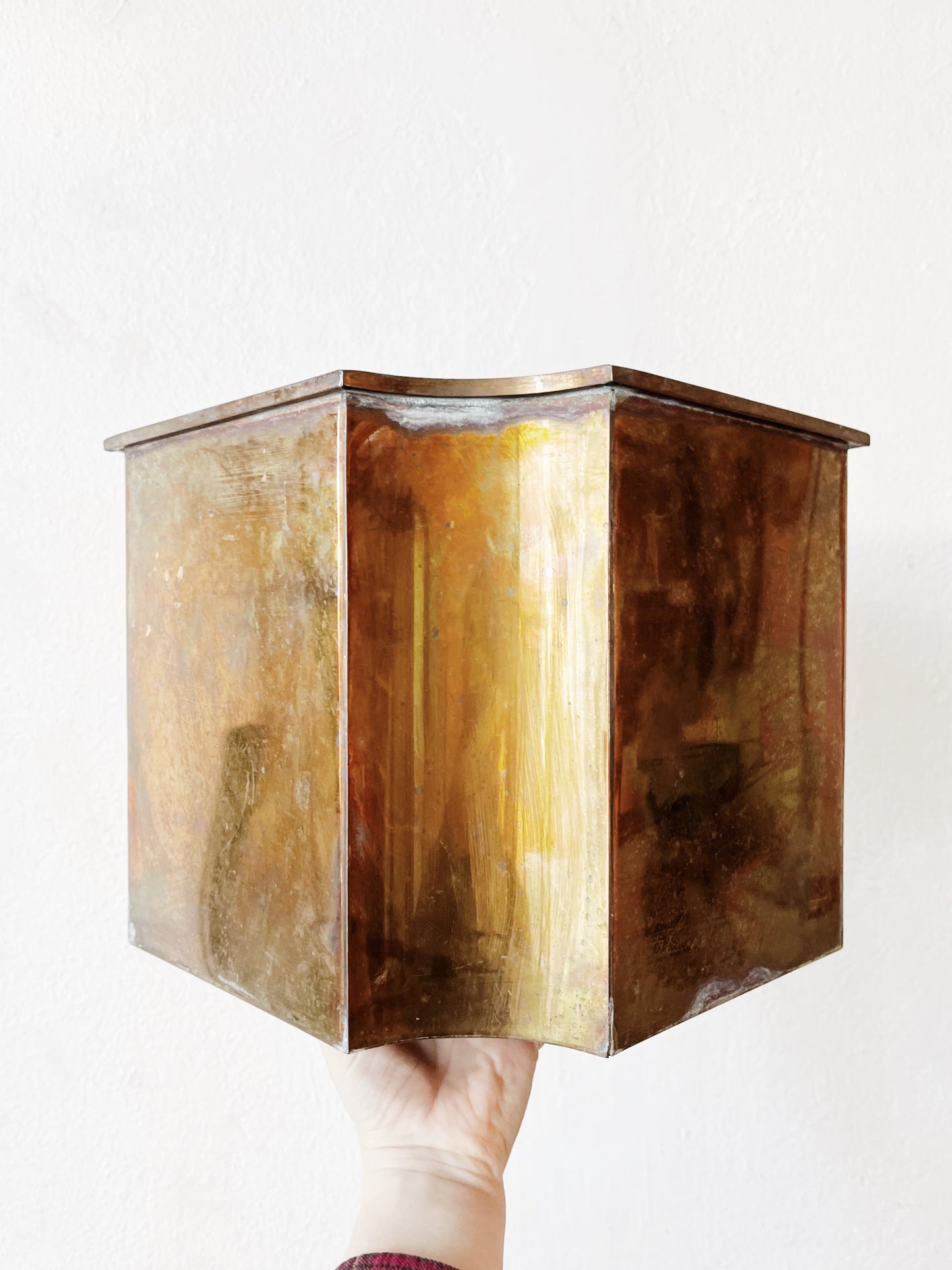 Vintage Aged Brass Cache Pot