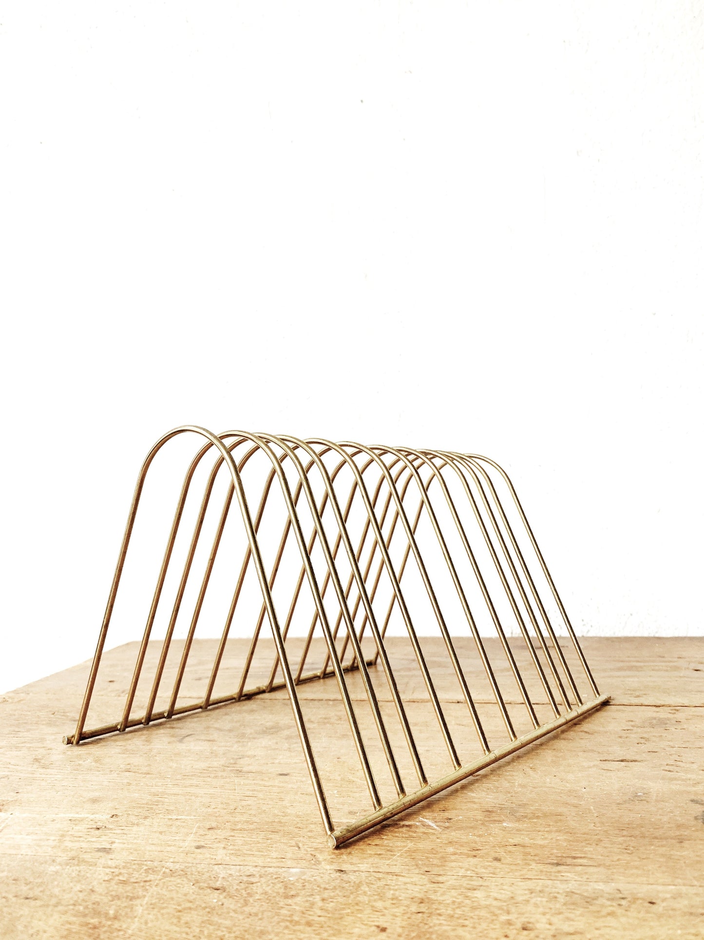 Mid Century Gold Tone Record Rack