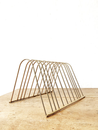 Mid Century Gold Tone Record Rack