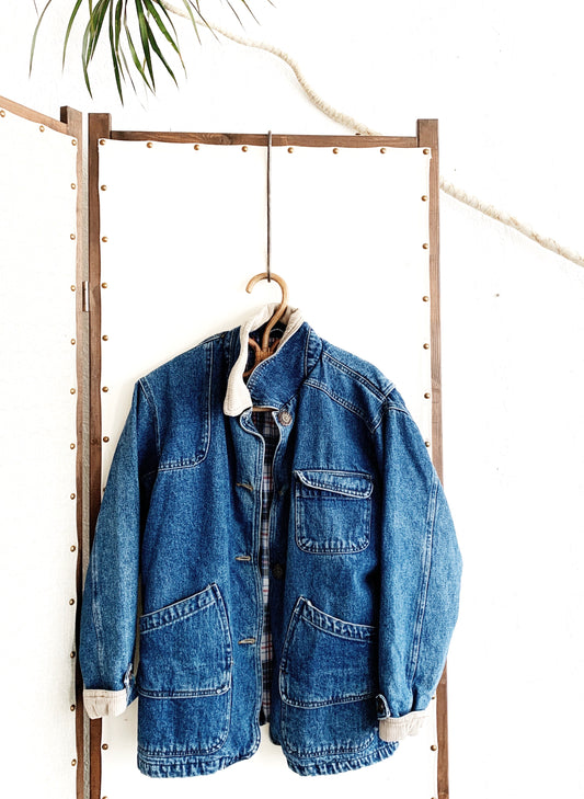 Vintage Flannel Lined Denim Chore Coat