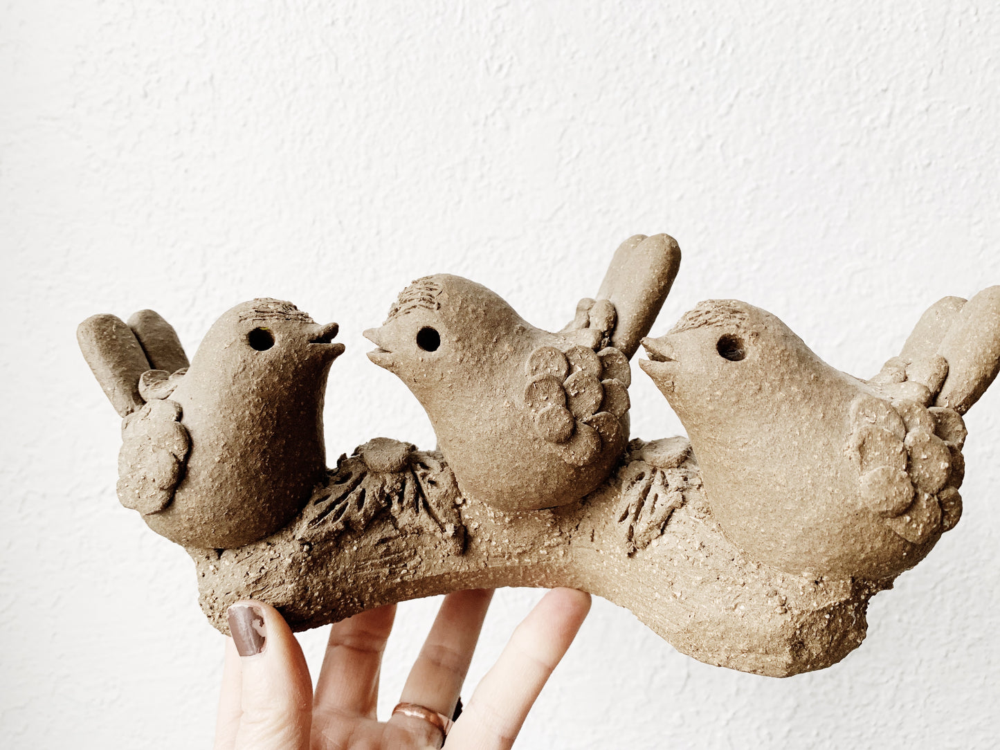 Handmade Clay Bird Candle Holder