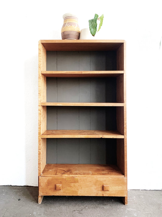 Vintage Solid Wood Shelf with Drawer