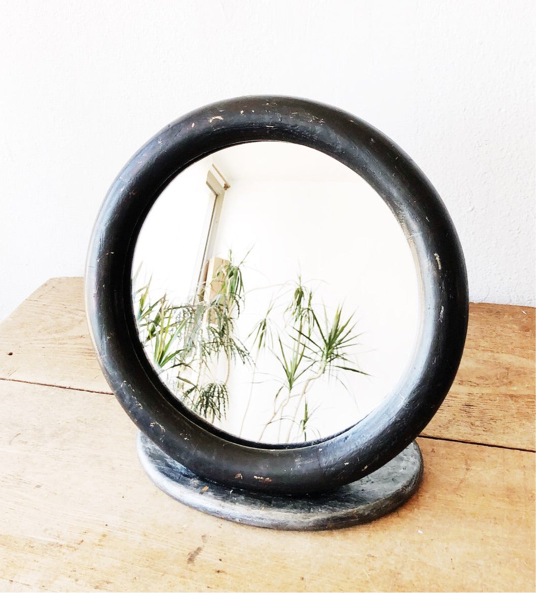 Antique Art Deco Round Mirror