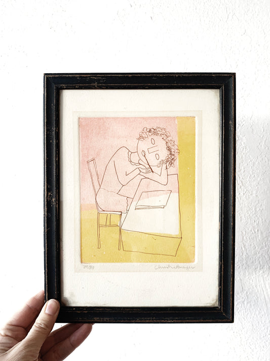 Original Vintage Framed Etching