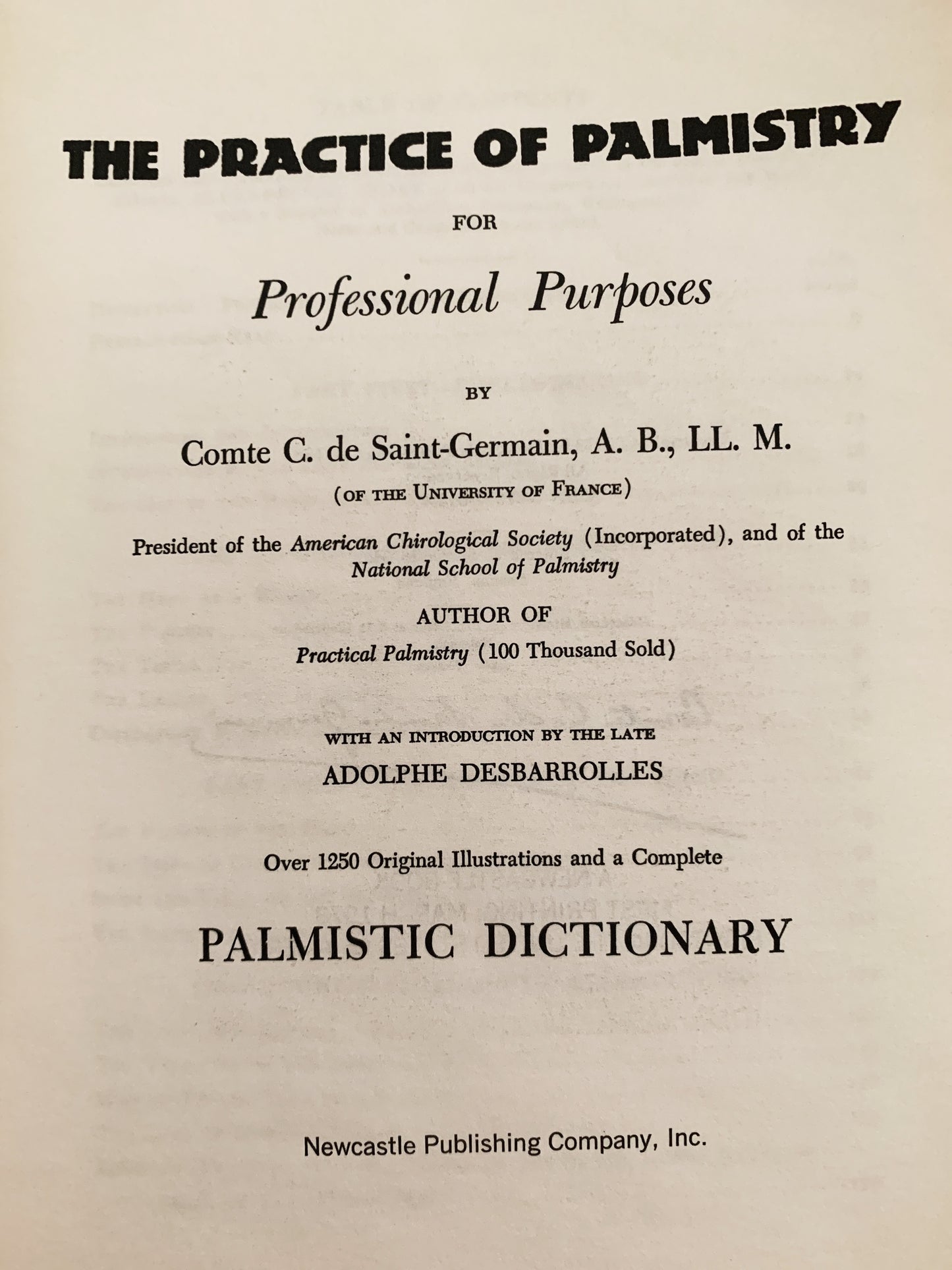 The Practice of Palmistry C. de Saint Germain c1973
